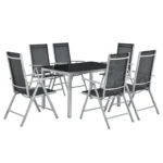 Set mobilier de gradina/terasa, Milano,7 piese, 6 scaune si masa, din aluminiu, gri-argintiu