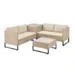 Set mobilier de gradina Santorini, poliratan, 4 piese, crem