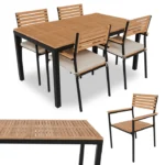 Set mobilier de gradina/terasa, 4 persoane, din lemn