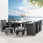 Set mobilier de gradina Baracoa, 11 piese, poliratan, antracit - imagine 3