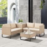 Set mobilier de gradina Santorini, poliratan, 4 piese, crem - imagine 3