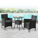 Set mobilier pentru terasa/balcon, antracit, poliratan - imagine 3