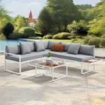 Set mobilier de gradina/terasa St. Tropez, 4 persoane, gri/alb - imagine 3