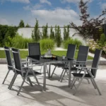 Set mobilier de gradina/terasa, Milano,7 piese, 6 scaune si masa, din aluminiu, gri-argintiu - imagine 3