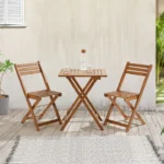 Set mobilier pentru terasa/balcon, din lemn, maro - imagine 3