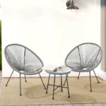 Set 2 scaune si masuta, pentru terasa/balcon, gri - imagine 3