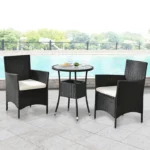 Set mobilier pentru terasa/balcon, gri/crem, poliratan - imagine 3