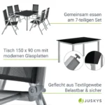 Set mobilier de gradina/terasa, Milano,7 piese, 6 scaune si masa, din aluminiu, gri-argintiu - imagine 4