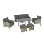 Set mobilier de gradina Turin, 6 piese, poliratan, crem/gri - imagine 4