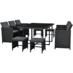 Set mobilier de gradina Baracoa, 11 piese, poliratan, antracit - imagine 4