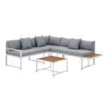 Set mobilier de gradina/terasa St. Tropez, 4 persoane, gri/alb - imagine 4