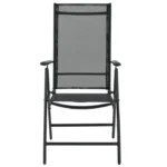 Set mobilier de gradina/terasa, Milano,7 piese, 6 scaune si masa, din aluminiu, negru - imagine 4