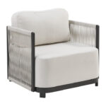 Set mobilier de gradina, design modern, 4 persoane, crem/negru - imagine 5