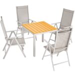 Set mobilier de gradina, 5 piese, masa si scaune, crem/maro - imagine 11