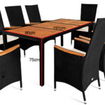 Set mobilier de gradina, poliratan, 9 piese, maro deschis/negru - imagine 7