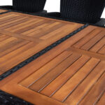 Set mobilier de gradina, poliratan, 9 piese, maro deschis/negru - imagine 5