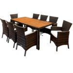 Set mobilier de gradina, poliratan, 9 piese, maro