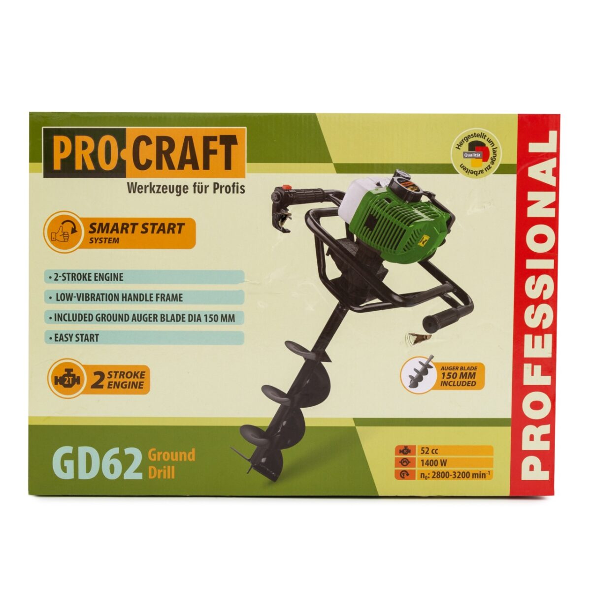 Motoburghiu foreza de pamant 1400 W, 2800-3200 rot/min, 52cc, 2T, burghiu inclus, Procraft - imagine 9