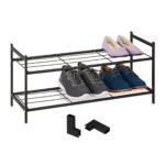 Pantofar cu 2 nivele, Relaxdays, negru, capacitate 6 perchi de pantofi, 33.5 x 70 x 26 cm