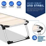 Sezlong tillvex® cu baldachin si perna crem - Tapiterie premium | Spatar reglabil in 5 pozitii, sustinere 150 kg, 212 cm - imagine 6
