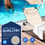Sezlong tillvex® cu baldachin si perna crem - Tapiterie premium | Spatar reglabil in 5 pozitii, sustinere 150 kg, 212 cm - imagine 5
