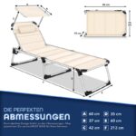 Sezlong tillvex® cu baldachin si perna crem - Tapiterie premium | Spatar reglabil in 5 pozitii, sustinere 150 kg, 212 cm - imagine 4