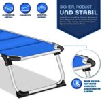 Sezlong tillvex® cu baldachin si perna, albastru - Tapiterie premium | Spatar reglabil in 5 pozitii, sustinere 150 kg, 212 cm - imagine 6