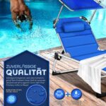 Sezlong tillvex® cu baldachin si perna, albastru - Tapiterie premium | Spatar reglabil in 5 pozitii, sustinere 150 kg, 212 cm - imagine 5