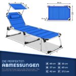 Sezlong tillvex® cu baldachin si perna, albastru - Tapiterie premium | Spatar reglabil in 5 pozitii, sustinere 150 kg, 212 cm - imagine 4