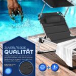 Sezlong tillvex® cu baldachin si perna, negru - Tapiterie premium | Spatar reglabil in 5 pozitii, sustinere 150 kg, 212 cm - imagine 5