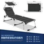 Sezlong tillvex® cu baldachin si perna, negru - Tapiterie premium | Spatar reglabil in 5 pozitii, sustinere 150 kg, 212 cm - imagine 4