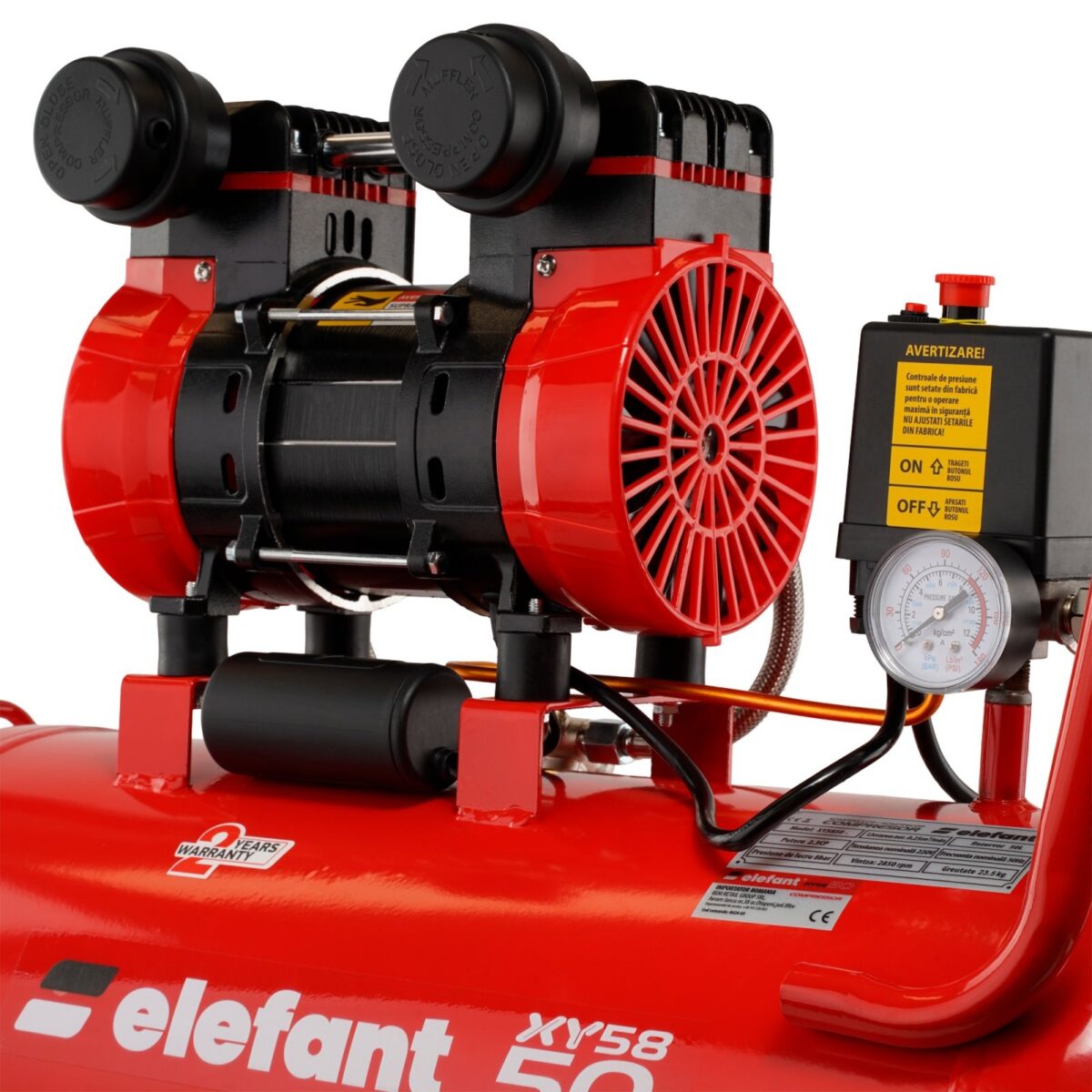 Compresor aer, 50 litri, 8 bar, debit aer 0.25 m³/min, Elefant - imagine 5