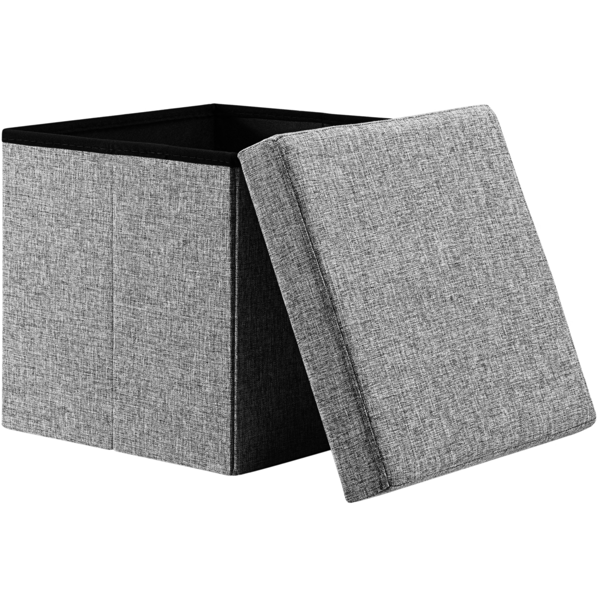 Taburet pliabil cu spatiu de depozitare, gri, 40l, 38x38x38cm, Casaria® - imagine 2