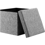 Taburet pliabil cu spatiu de depozitare, gri, 40l, 38x38x38cm, Casaria® - imagine 2
