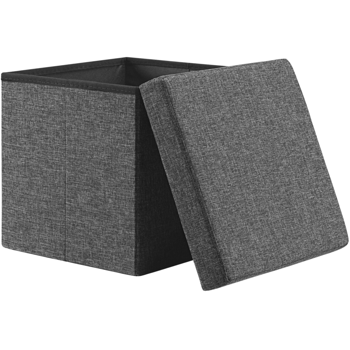 Taburet pliabil cu spatiu de depozitare, gri inchis, 40l, 38x38x38cm, Casaria® - imagine 2
