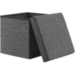 Taburet pliabil cu spatiu de depozitare, gri inchis, 40l, 38x38x38cm, Casaria® - imagine 2