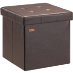 Taburet pliabil cu spatiu de depozitare, din piele ecologică, maro, 40l, 38x38x38cm, Casaria®