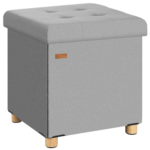 Taburet pliabil cu spatiu de depozitare, din catifea, gri, 40l, 42x38x38cm, Casaria®