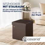 Taburet pliabil cu spatiu de depozitare, din piele ecologică, maro, 40l, 38x38x38cm, Casaria® - imagine 4