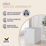 Set 2 taburete pliabile cu spatiu de depozitare, din piele ecologică, alb, 38x38x38cm, Casaria® - imagine 4