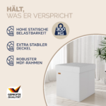 Taburet pliabil cu spatiu de depozitare, din piele ecologică, alb, 40l, 38x38x38cm, Casaria® - imagine 5