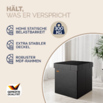 Set 2 taburete pliabile cu spatiu de depozitare, din piele ecologică, negru, 38x38x38cm, Casaria® - imagine 6