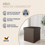Taburet pliabil cu spatiu de depozitare, din piele ecologică, maro, 40l, 38x38x38cm, Casaria® - imagine 5