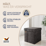 Taburet pliabil cu spatiu de depozitare, gri inchis, 40l, 38x38x38cm, Casaria® - imagine 5