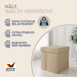 Set 2 taburete pliabile cu spatiu de depozitare, bej, 40l, 38x38x38cm, Casaria® - imagine 4