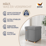 Taburet pliabil cu spatiu de depozitare, din catifea, gri, 40l, 42x38x38cm, Casaria® - imagine 4