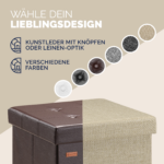 Taburet pliabil cu spatiu de depozitare, din piele ecologică, maro, 40l, 38x38x38cm, Casaria® - imagine 6