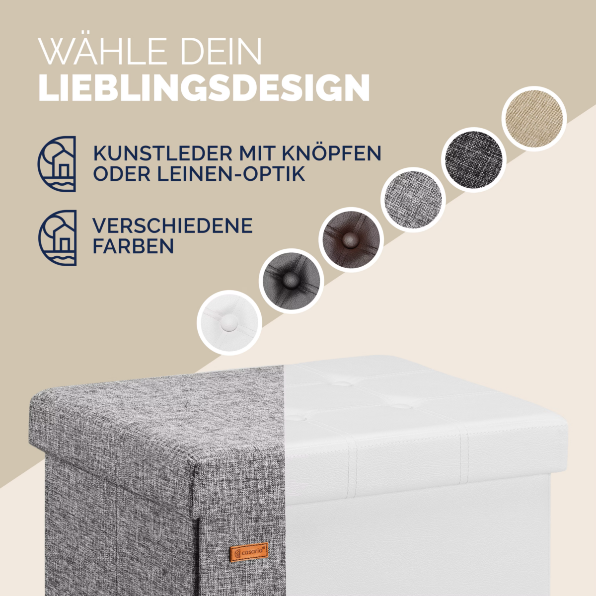 Taburet pliabil cu spatiu de depozitare, gri, 40l, 38x38x38cm, Casaria® - imagine 6