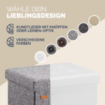 Taburet pliabil cu spatiu de depozitare, gri, 40l, 38x38x38cm, Casaria® - imagine 6
