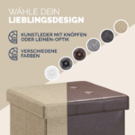 Taburet pliabil cu spatiu de depozitare, bej, 40l, 38x38x38cm, Casaria® - imagine 6